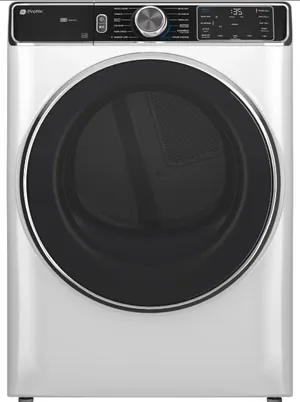 Front view of the GE Profile PFD87GSSVWW dryer